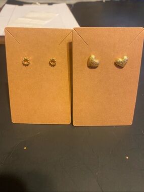 Fashion Jewelry Gold Heart and Floral Stud Set